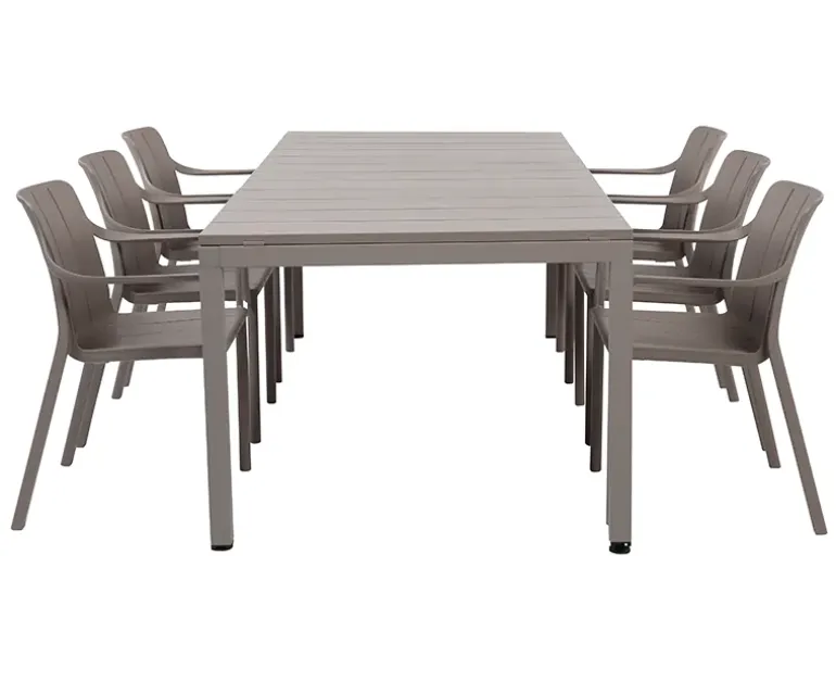 Nardi Rio Tiberina Havemøbelsæt - 100x210/280 - 6 stole - Latte