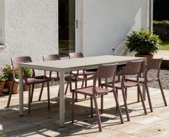 Nardi Tevere Cassia Havemøbelsæt - 90x147/211 - Latte / Borgogna