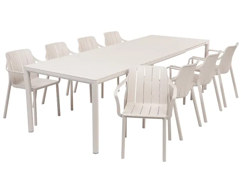 Nardi Tevere Tiberina Havemøbelsæt - 100x210/275 - 8 stole - Sand