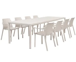 Nardi Tevere Tiberina Havemøbelsæt - 100x210/275 - 8 stole - Sand