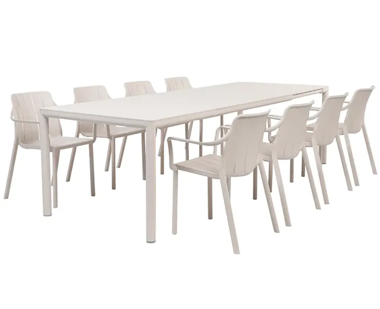 Nardi Tevere Tiberina Havemøbelsæt - 100x210/275 - 8 stole - Sand