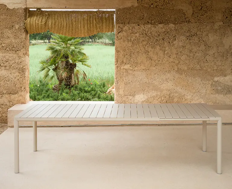 Nardi Tevere Tiberina Havemøbelsæt - 100x210/275 - 8 stole - Sand