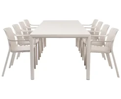 Nardi Tevere Tiberina Havemøbelsæt - 100x210/275 - 8 stole - Sand