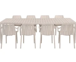 Nardi Tevere Tiberina Havemøbelsæt - 100x210/275 - 8 stole - Sand
