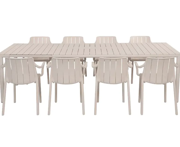 Nardi Tevere Tiberina Havemøbelsæt - 100x210/275 - 8 stole - Sand