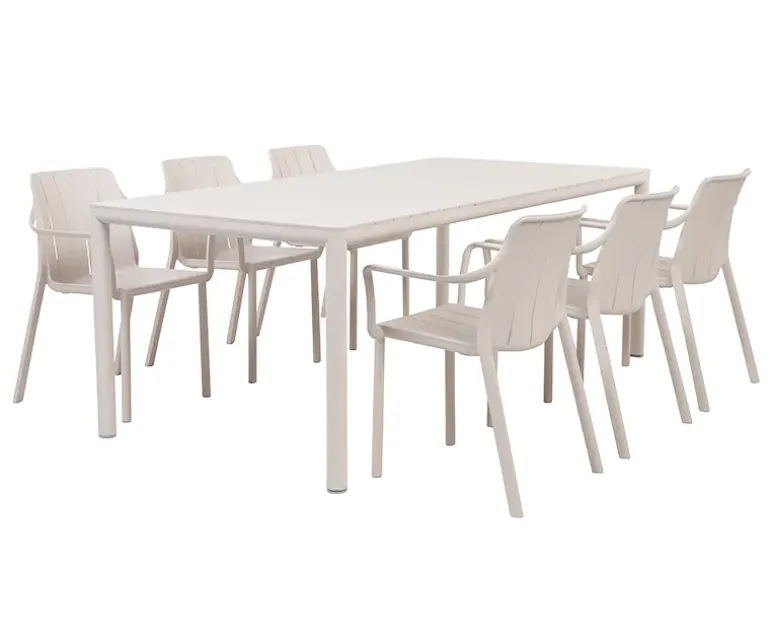 Nardi Tevere Tiberina Havemøbelsæt - 100x210/275 - 6 stole - Sand