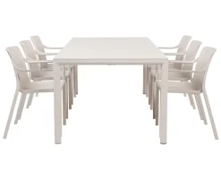 Nardi Tevere Tiberina Havemøbelsæt - 100x210/275 - 6 stole - Sand