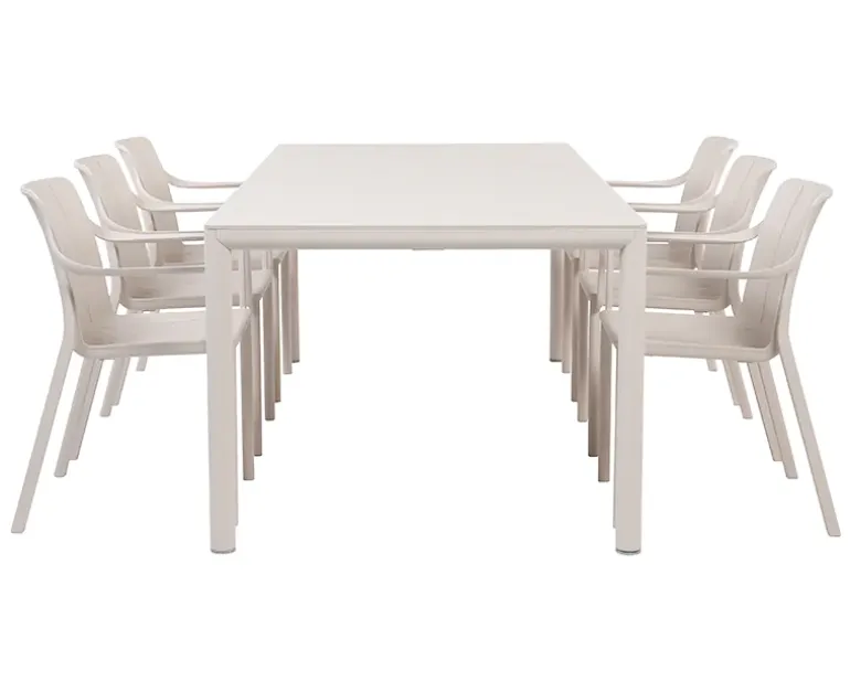 Nardi Tevere Tiberina Havemøbelsæt - 100x210/275 - 6 stole - Sand