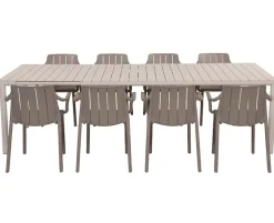 Nardi Tevere Tiberina Havemøbelsæt - 100x210/275 - 8 stole - Sand / Latte