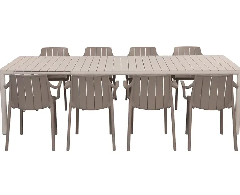 Nardi Tevere Tiberina Havemøbelsæt - 100x210/275 - 8 stole - Sand / Latte