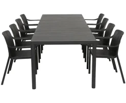 Nardi Tevere Tiberina Havemøbelsæt - 100x210/275 - 8 stole - Antracit