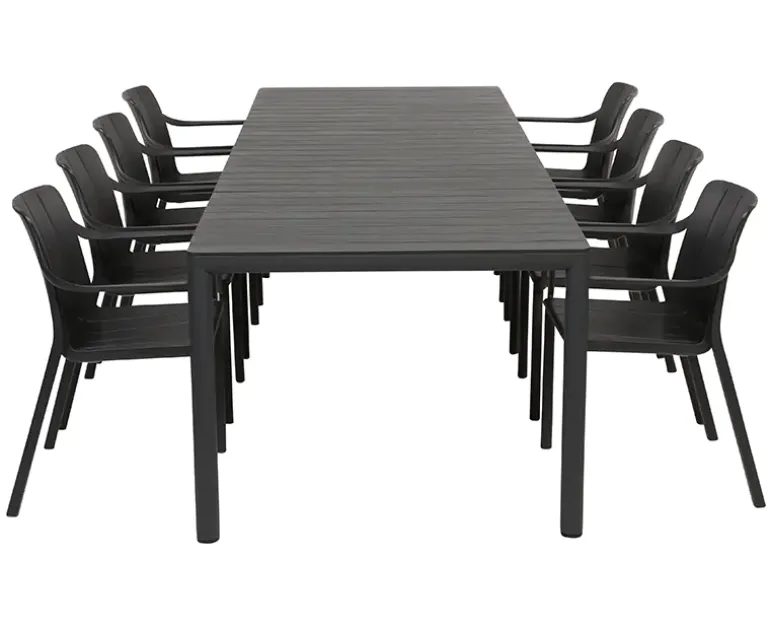 Nardi Tevere Tiberina Havemøbelsæt - 100x210/275 - 8 stole - Antracit