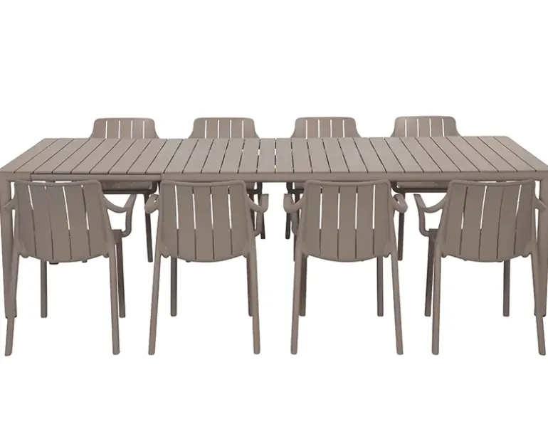 Nardi Tevere Tiberina Havemøbelsæt - 100x210/275 - 8 stole - Latte