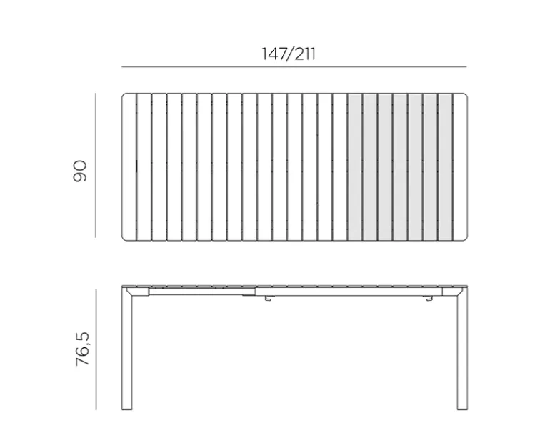 Nardi Tevere udtræksbord 90x147/211 - Antracit