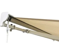 Pil markise – semikassette med motor – 4,8 x 3 meter – Hvid/Beige