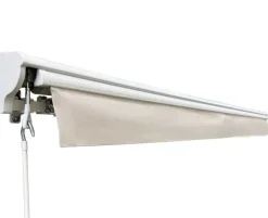 Pil markise - semikassette med motor - 3,5 x 3 meter - Hvid/Beige