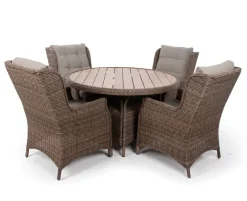 Rio Havemøbelsæt Ø130 inkl. 4 Loungestole m/ EASY DRY hynder - Dusty