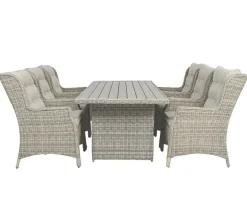 Rio Havemøbelsæt 94x210 inkl. 6 Loungestole m/ EASY DRY hynder - Lys Grå