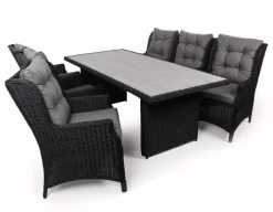 Rio Havemøbelsæt 94x210 med loungestole - Sort