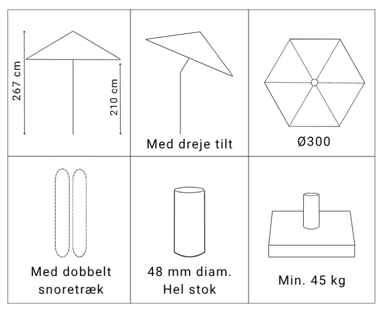 Saga Markedsparasol Ø300 med tilt - Lys Sand / Grå