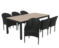 Selma Andrea Havemøbelsæt m/6 stole - 100x200 - Antracitgrå