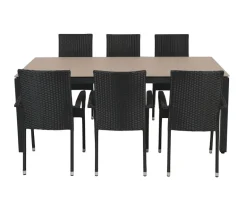 Selma Geneve Havemøbelsæt m/6 stole - 100x200 - Antracitgrå