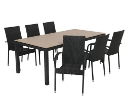 Selma Geneve Havemøbelsæt m/6 stole - 100x200 - Antracitgrå