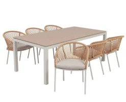 Selma Nora Havemøbelsæt m/6 stole - 100x200 - Gråhvid
