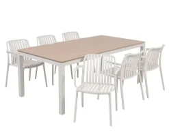 Selma Sonja Havemøbelsæt m/6 stole - 100x200 - Gråhvid
