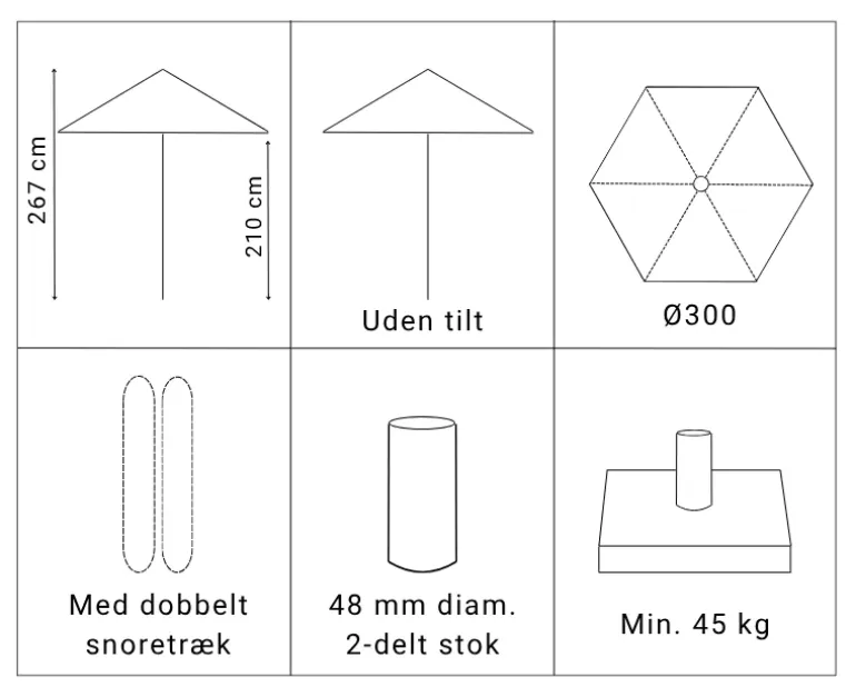 Signe Markedsparasol Ø300 - Hvid / Beige Stribet