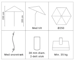 Signe Markedsparasol Ø250 med tilt - Olivengrøn