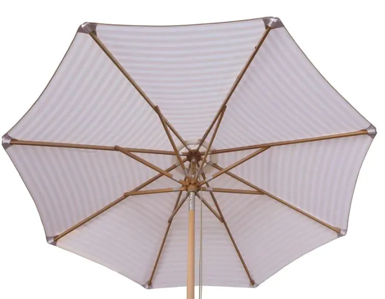 Signe Markedsparasol Ø200 med tilt - Hvid / Beige Stribet
