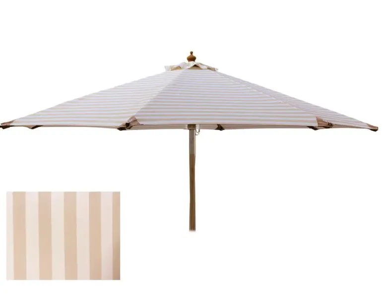 Signe Markedsparasol Ø300 med tilt - Hvid / Beige Stribet